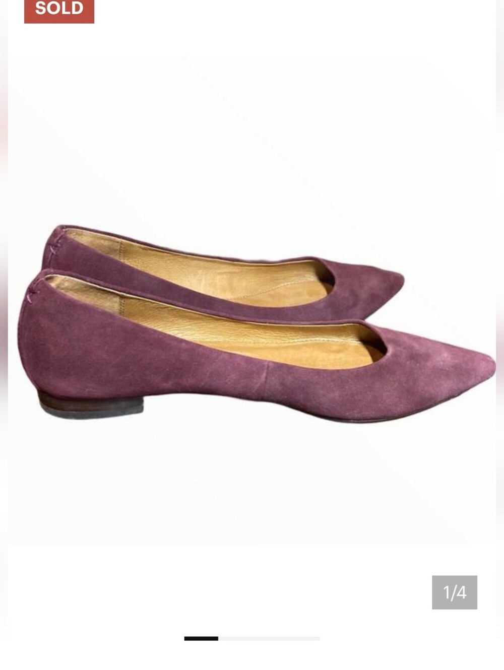 Frye Sienna Ballet Flats Cowhide Suede Slip On Pointed Toe Maroon 9